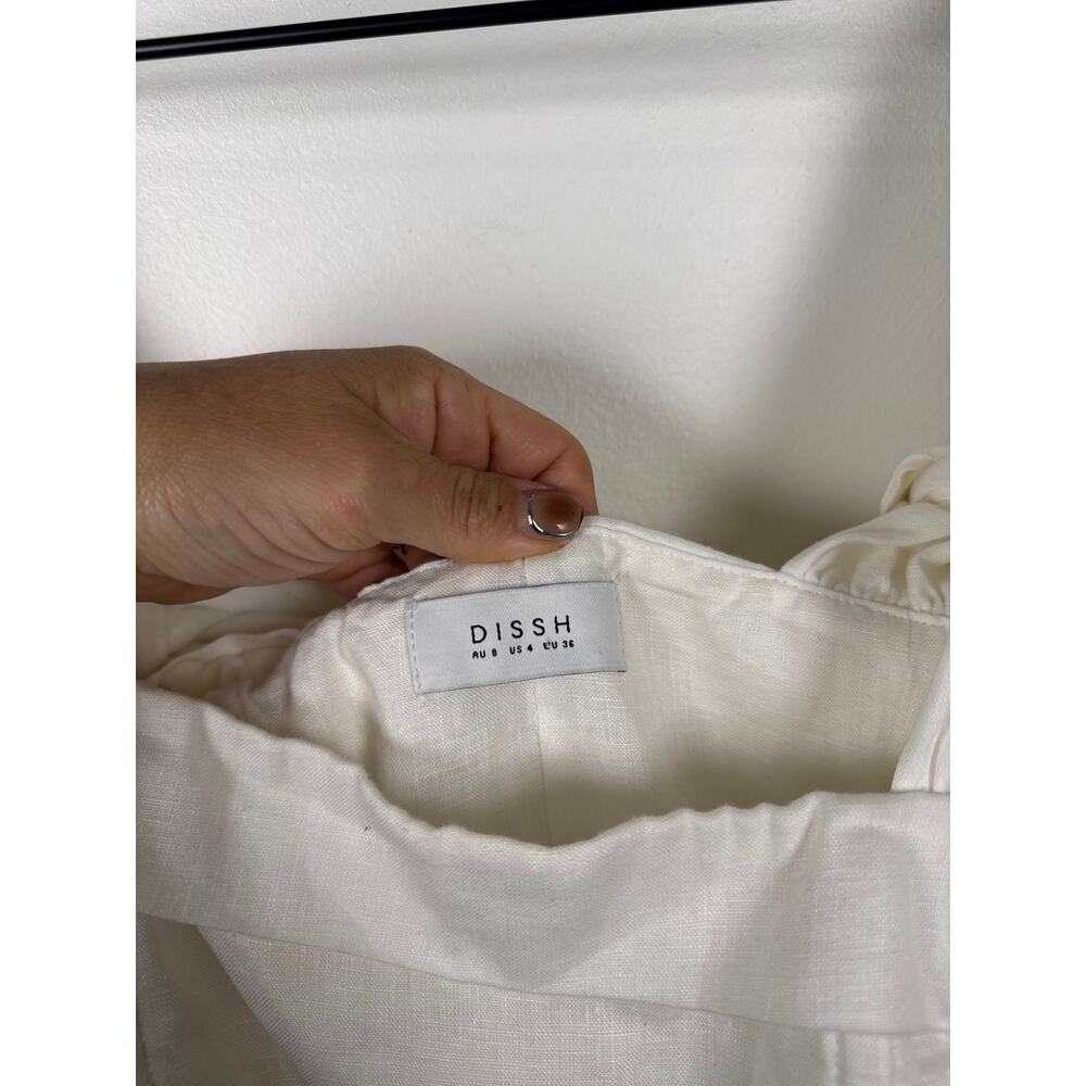 DISSH Aisle White 100% Linen Bow Tie Mini Dress, Sz. 4 - Picture 4 of 9